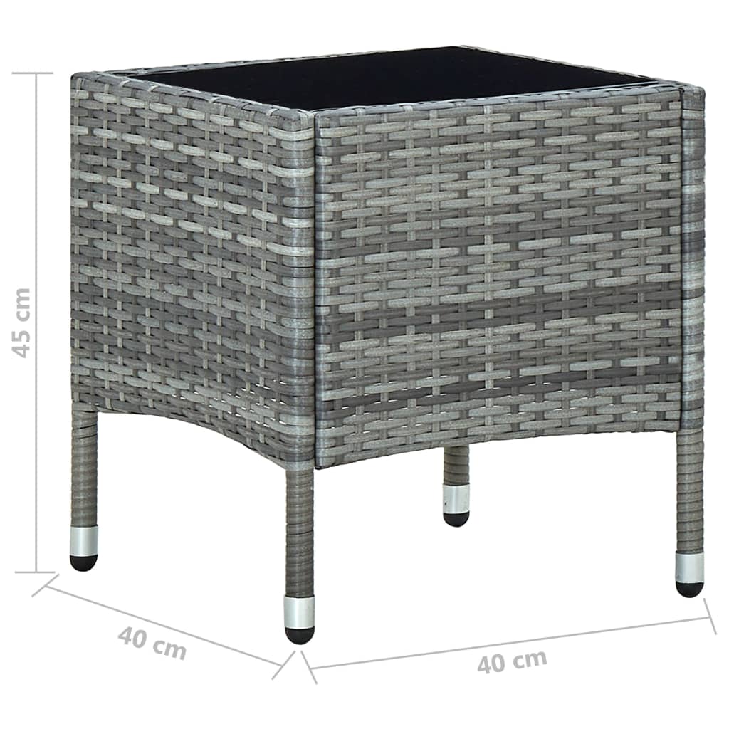 Gartentisch Grau 40x40x45 cm Poly Rattan