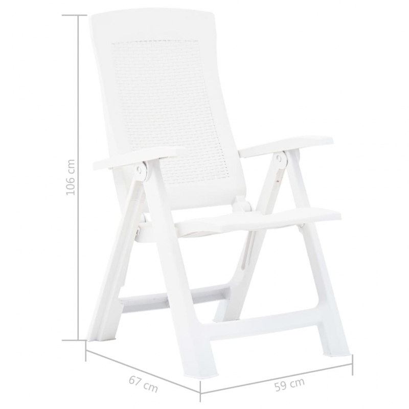 Verstellbare Gartenstühle 2 Stk. Kunststoff Weiß