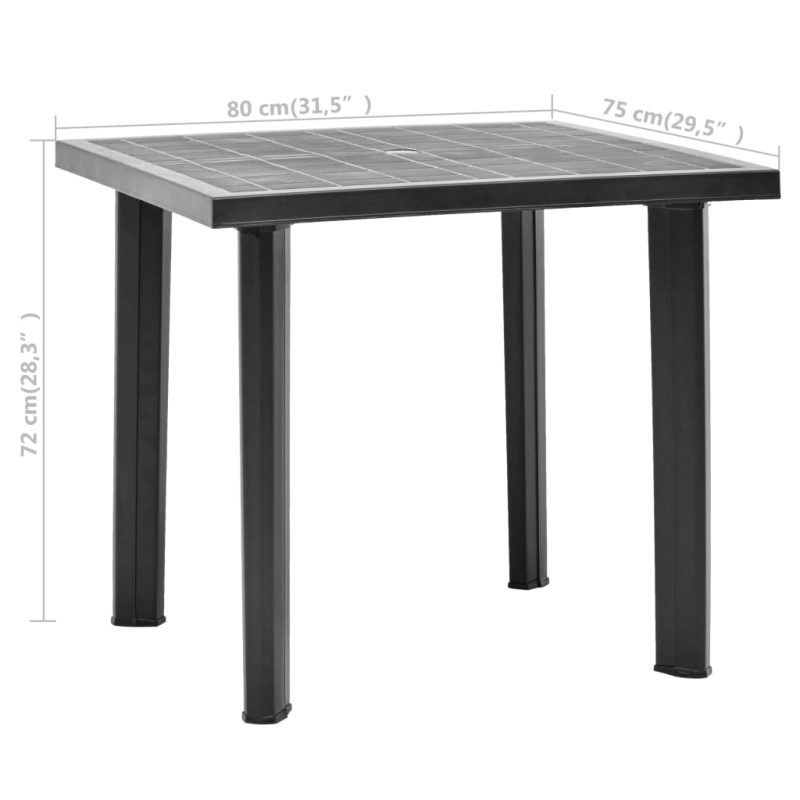 Gartentisch Anthrazit 80x75x72 cm Kunststoff