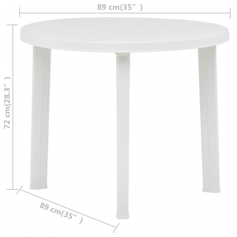 Gartentisch Weiß 89 cm Kunststoff