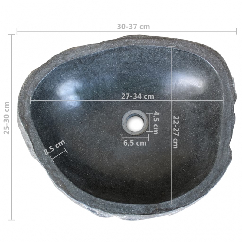 Waschbecken Flussstein Oval 29-38 cm