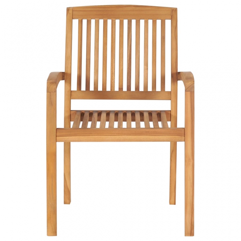 Garten-Essstühle 2 Stk. Stapelbar Teak Massivholz