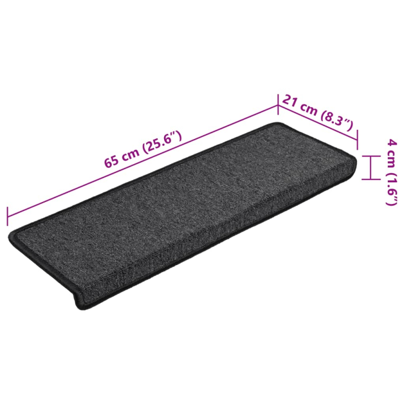 Teppich-Treppenstufen 15 Stk. 65x21x4 cm Anthrazit