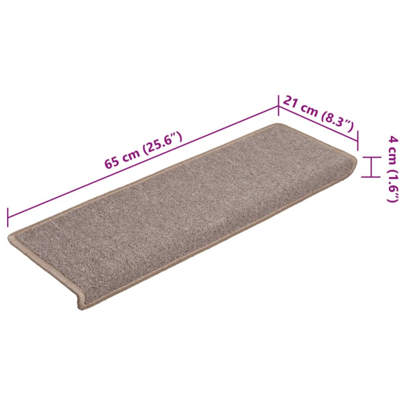 Teppich-Treppenstufen 15 Stk. 65x21x4 cm Hellbraun