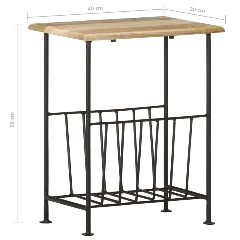 Zeitschriftenständer 40 x 30 x 50 cm Massivholz Mango und Stahl