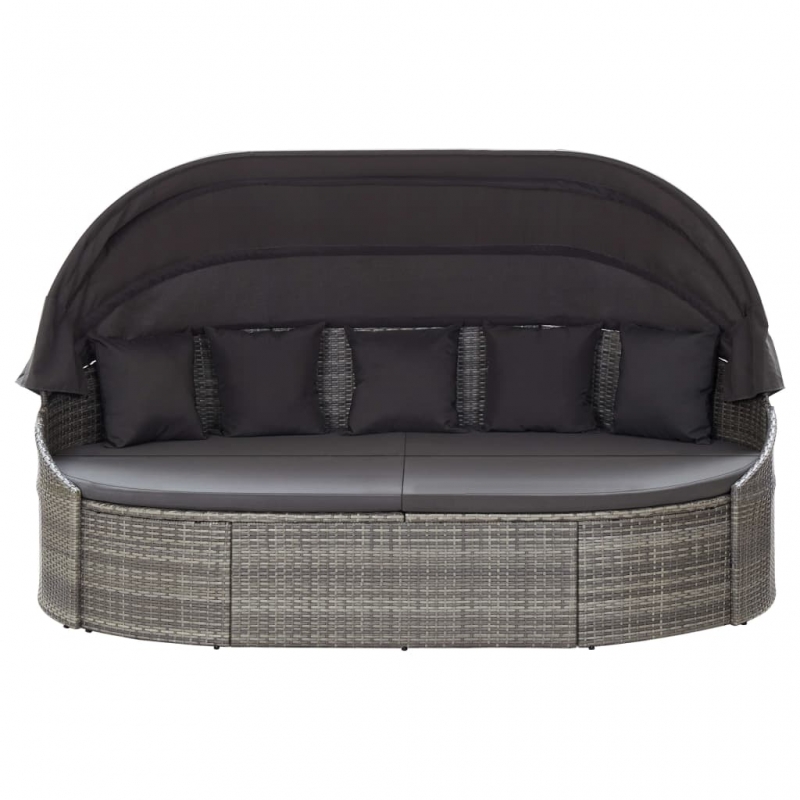 Outdoor-Loungebett mit Dach Grau