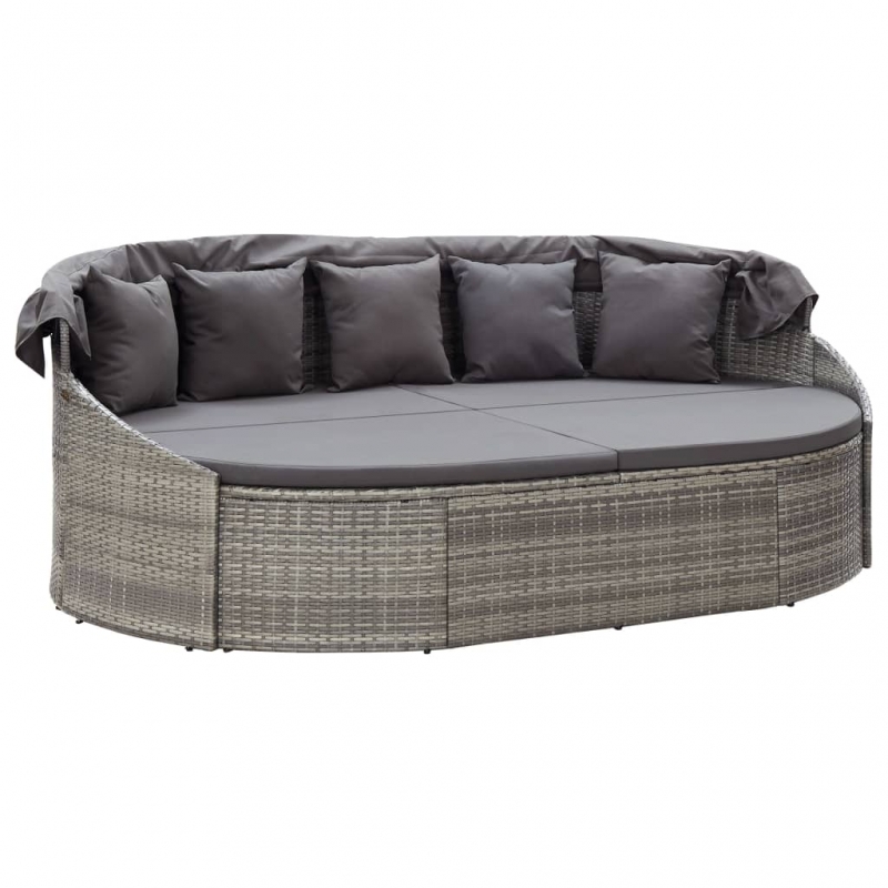 Outdoor-Loungebett mit Dach Grau