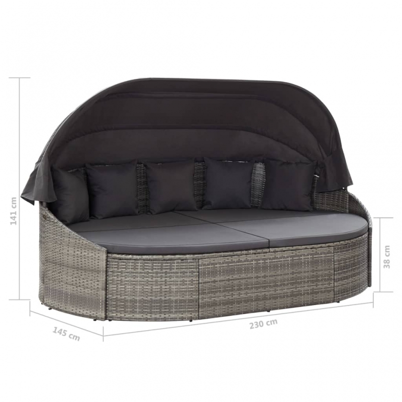 Outdoor-Loungebett mit Dach Grau