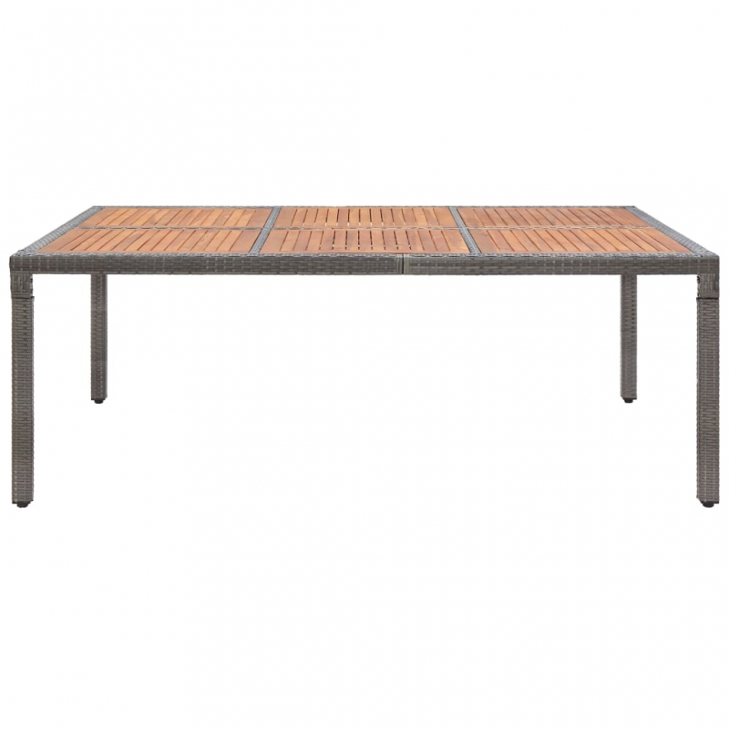 Gartentisch Grau 200x150x74 cm Poly Rattan und Akazienholz