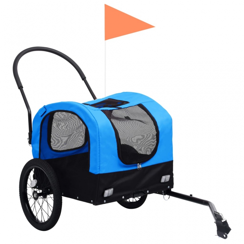 2-in-1 Tier-Fahrradanhänger und Jogger Blau und Schwarz