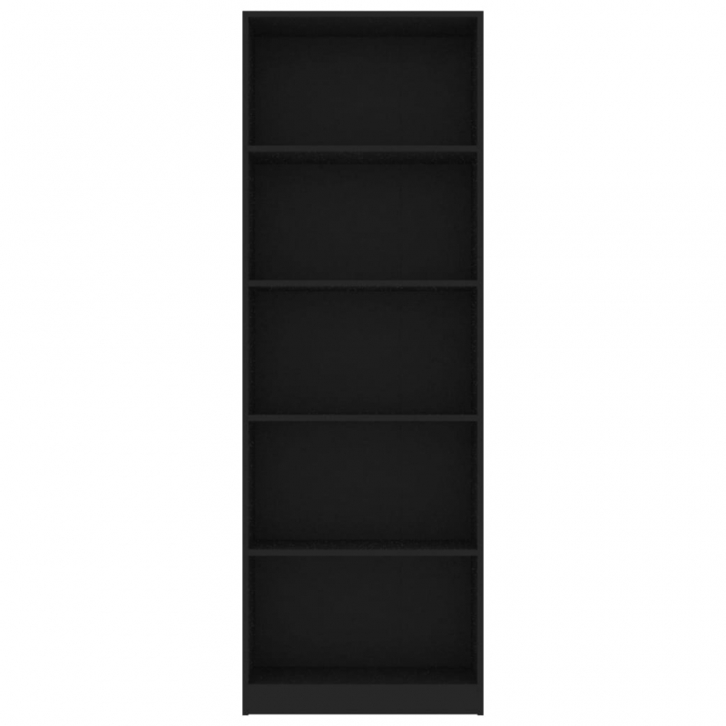 Bücherregal 5 Fächer Schwarz 60x24x175 cm Holzwerkstoff