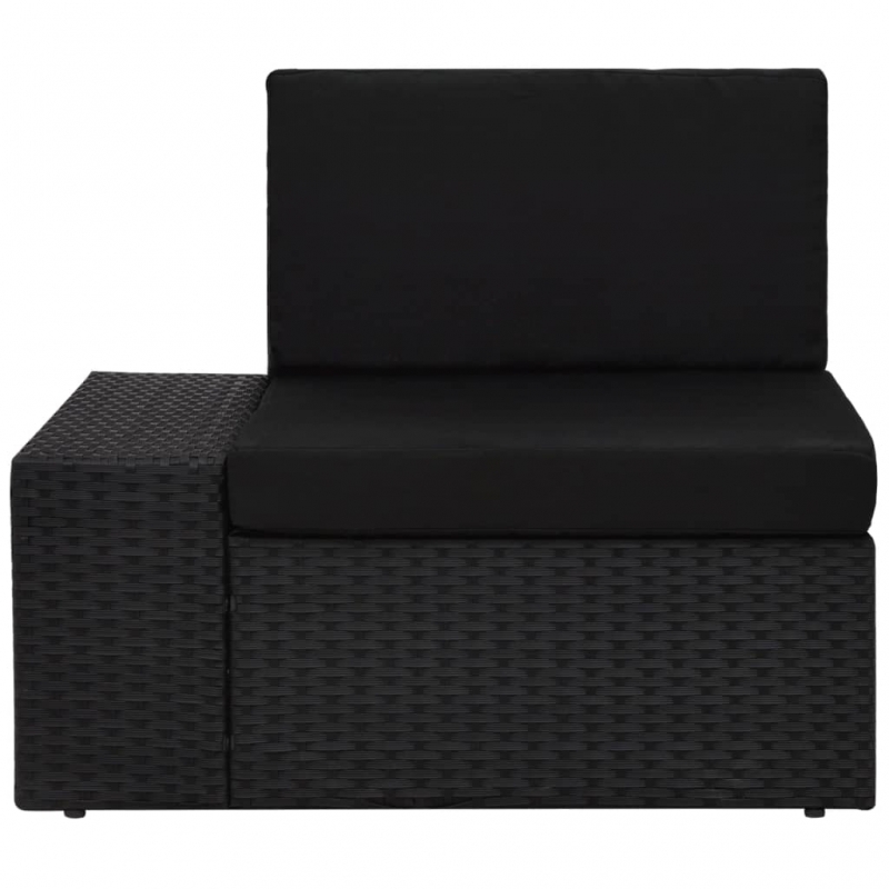 Modulares Sofa-Eckteil mit Armlehne (rechts) Poly Rattan Schwarz