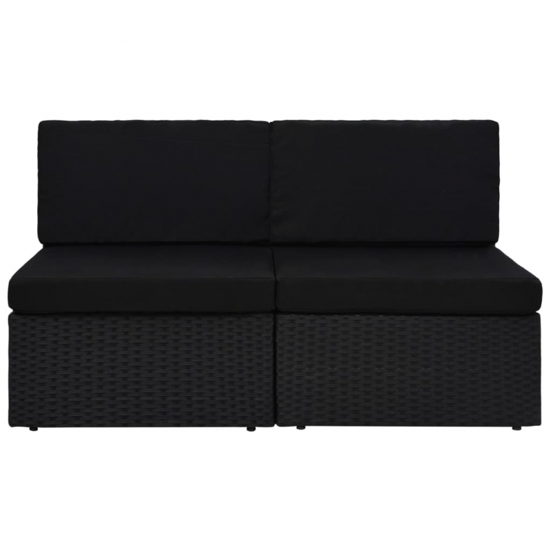 Modulares 2-Sitzer-Sofa Poly Rattan Schwarz