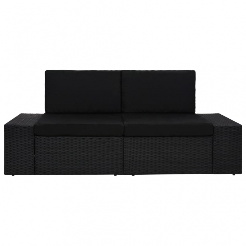 Modulares 2-Sitzer-Sofa Poly Rattan Schwarz