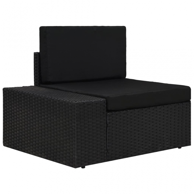 3-tlg. Garten-Lounge-Set Poly Rattan Schwarz