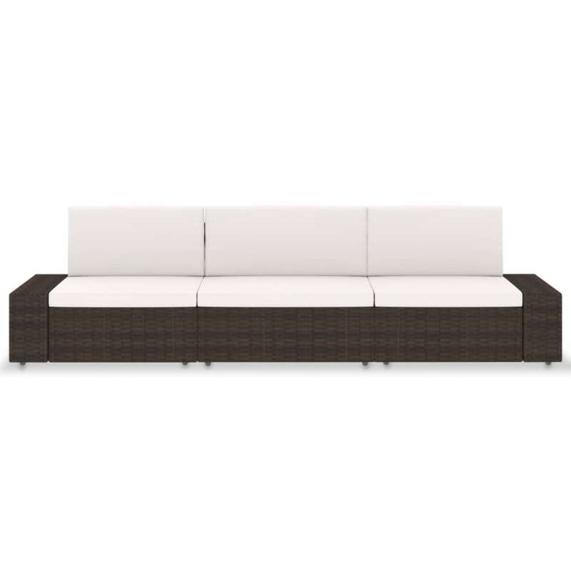 Modulares 3-Sitzer-Sofa Poly Rattan Braun