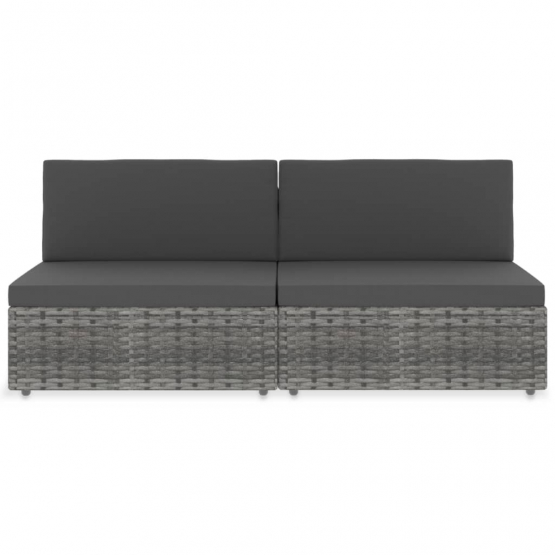 Modulares 2-Sitzer-Sofa Poly Rattan Grau