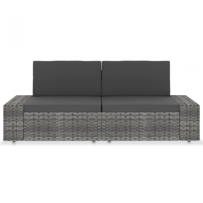 Modulares 2-Sitzer-Sofa Poly Rattan Grau