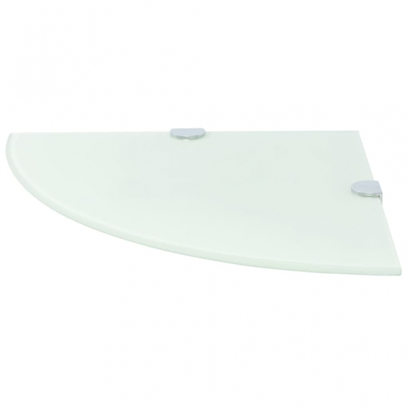 Eckregale 2 Stk. mit verchromten Halterungen Glas Weiß 35x35cm