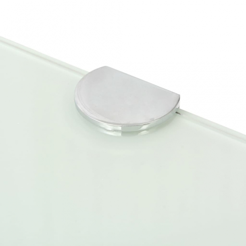 Eckregale 2 Stk. mit verchromten Halterungen Glas Weiß 35x35cm