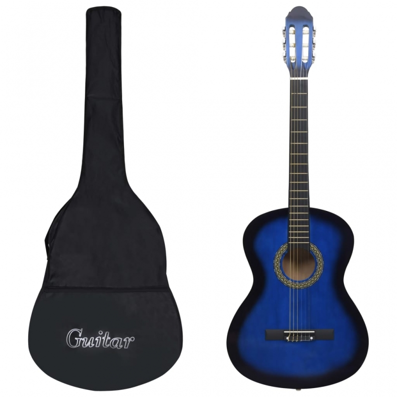 12-tlg. Klassikgitarren-Set für Anfänger Blau 4/4 39