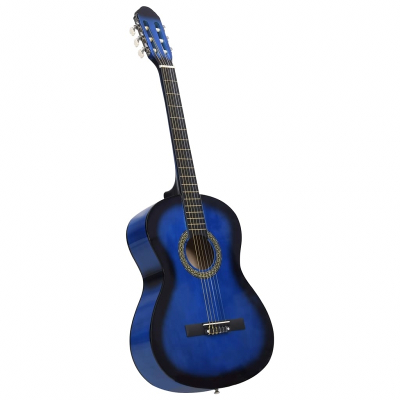 12-tlg. Klassikgitarren-Set für Anfänger Blau 4/4 39