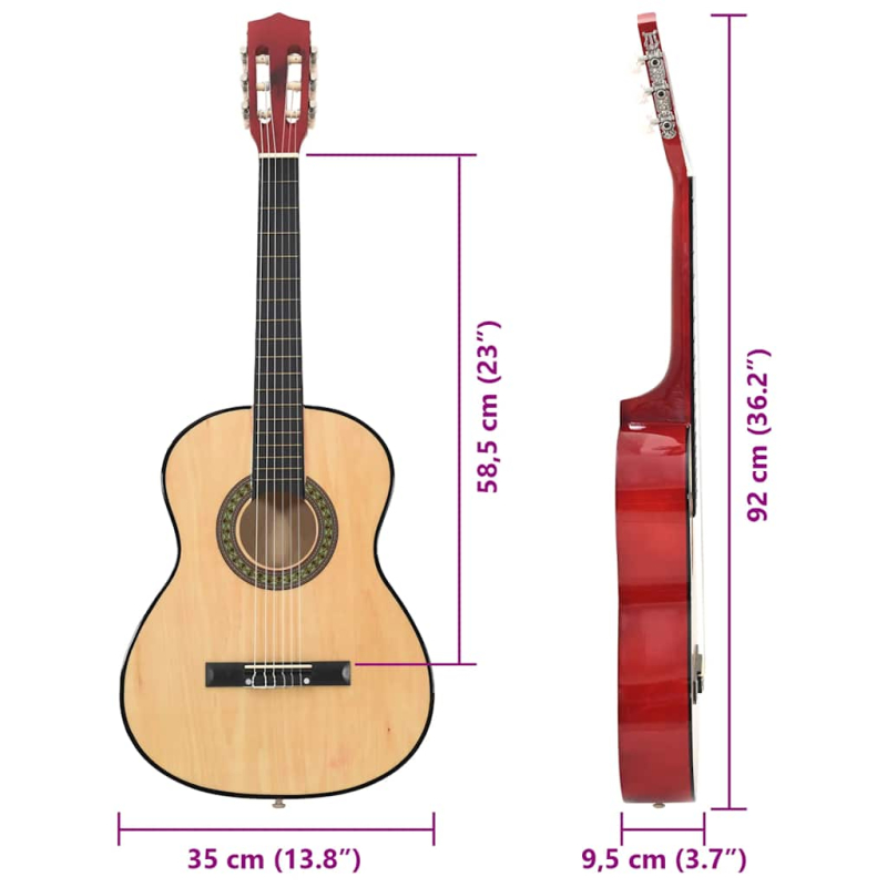 Klassische Gitarre für Anfänger und Kinder 3/4 36 Lindenholz