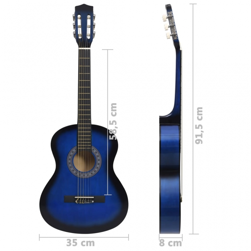 Klassikgitarre für Anfänger und Kinder Blau 3/4 36