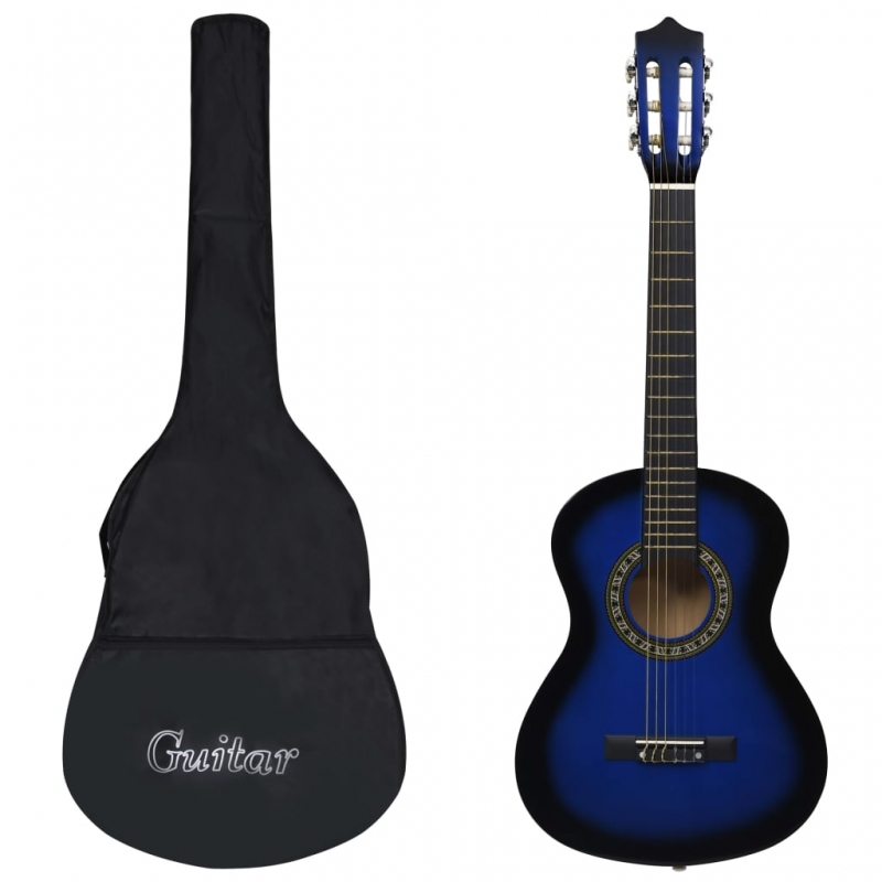 8-tlg. Klassikgitarren-Set für Anfänger Blau 1/2 34