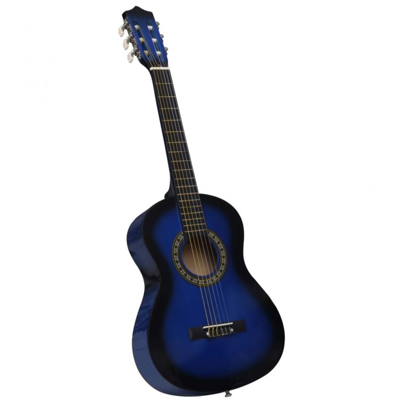 8-tlg. Klassikgitarren-Set für Anfänger Blau 1/2 34