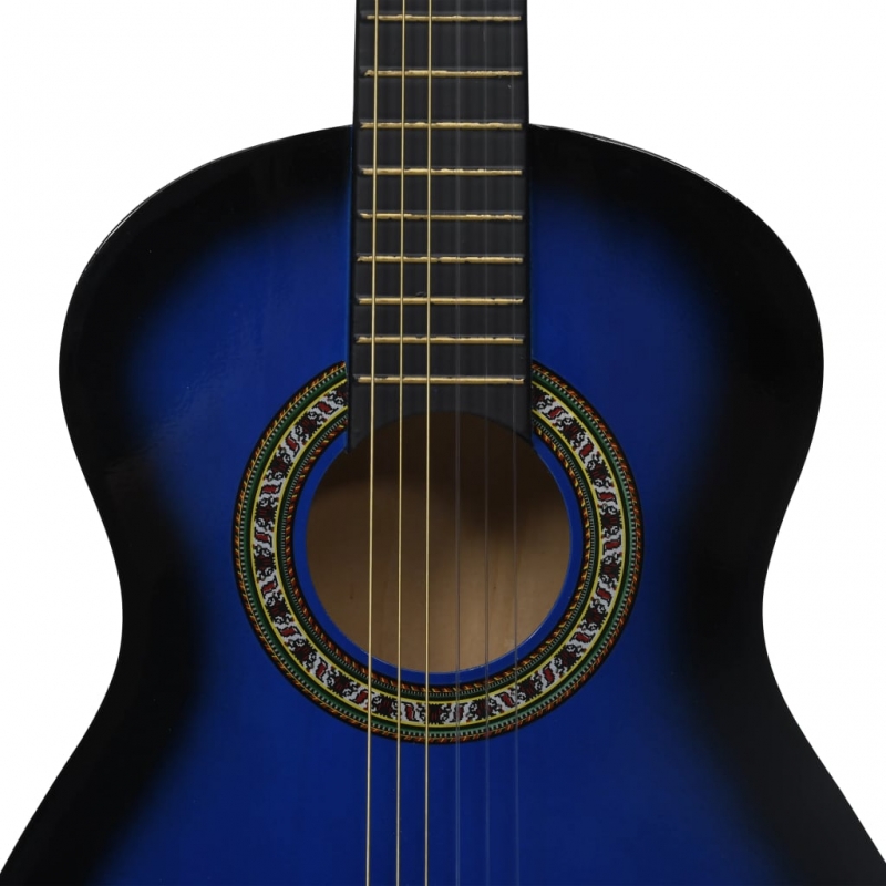 8-tlg. Klassikgitarren-Set für Anfänger Blau 1/2 34