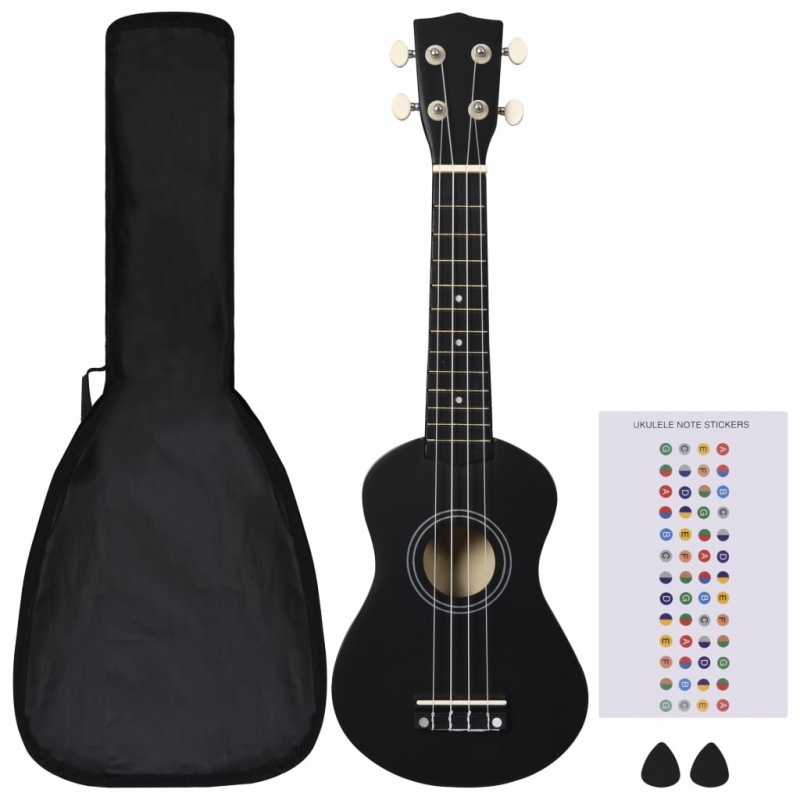 Sopran-Ukulele-Set mit Tasche für Kinder Schwarz 21