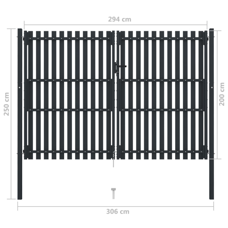 Doppelflügel Zauntor Stahl 306x250 cm Anthrazit