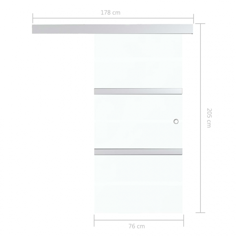 Schiebetür ESG-Glas und Aluminium 76x205 cm Silbern