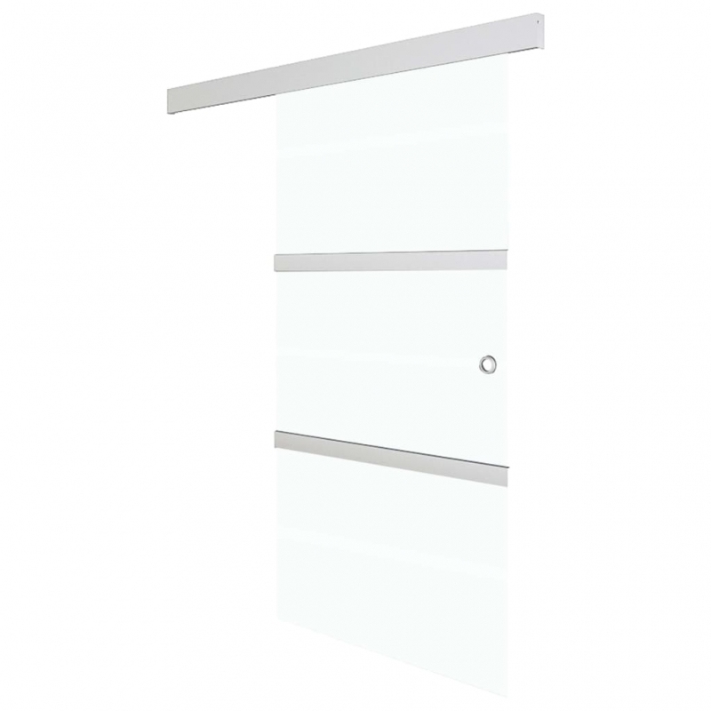 Schiebetür ESG-Glas und Aluminium 90x205 cm Silbern