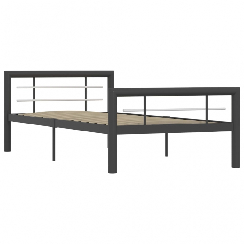 Bettgestell Grau und Weiß Metall 90×200 cm