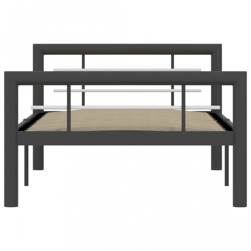 Bettgestell Grau und Weiß Metall 90×200 cm