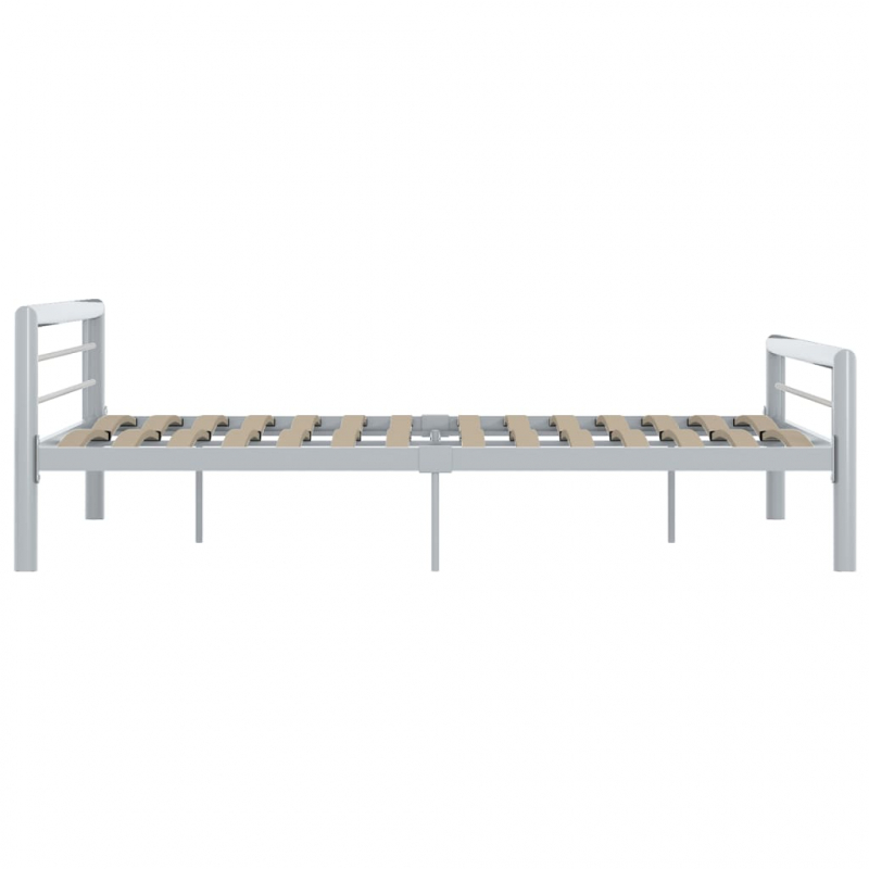 Bettgestell Grau und Weiß Metall 180 × 200 cm