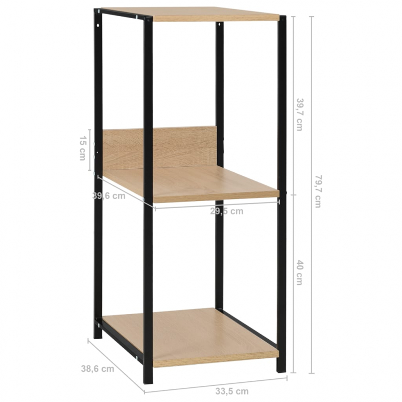 Kleines Bücherregal Schwarz Eichefarben 33,5x39,6x79,7cm