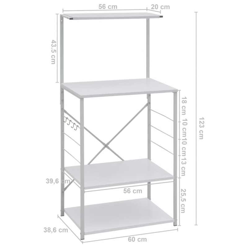 Mikrowellenregal Weiß 60x39,6x123 cm Holzwerkstoff