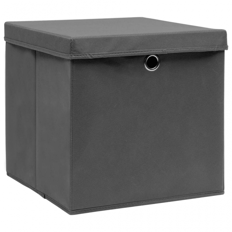 Aufbewahrungsboxen mit Deckeln 4 Stk. Grau 32x32x32 cm Stoff