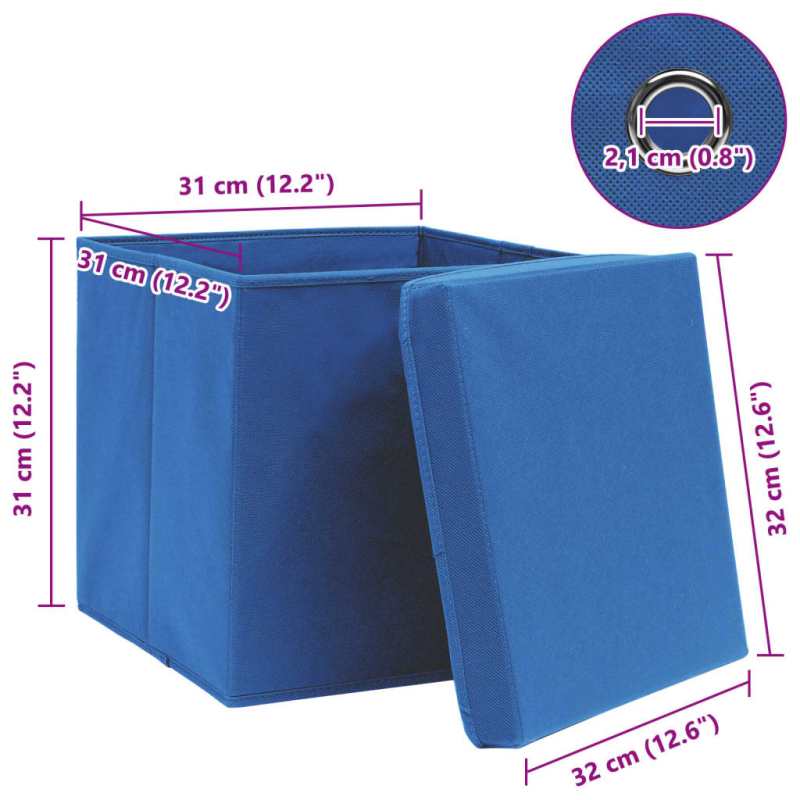 Aufbewahrungsboxen mit Deckeln 4 Stk. Blau 32x32x32 cm Stoff