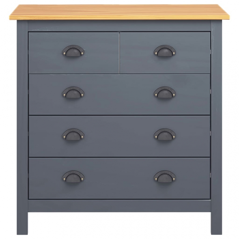 Sideboard Hill Grau 79x40x80 cm Massivholz Kiefer