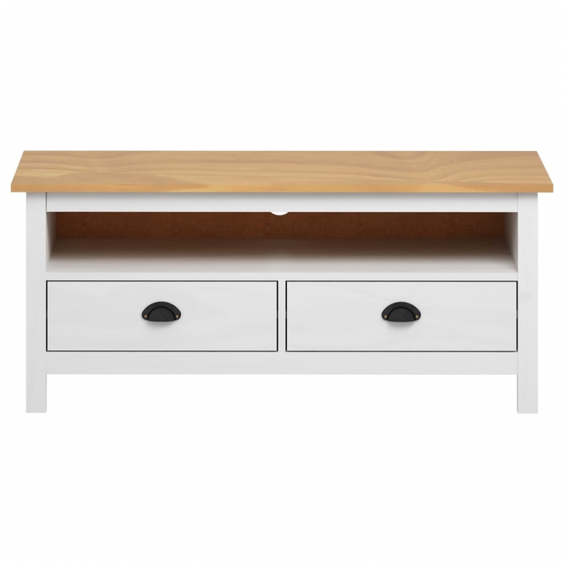 TV-Schrank Hill Weiß 110x40x47 cm Massivholz Kiefer