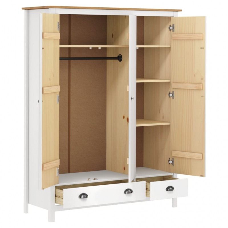 Kleiderschrank mit 3 Türen Hill Weiß 127x50x170 cm Kiefernholz