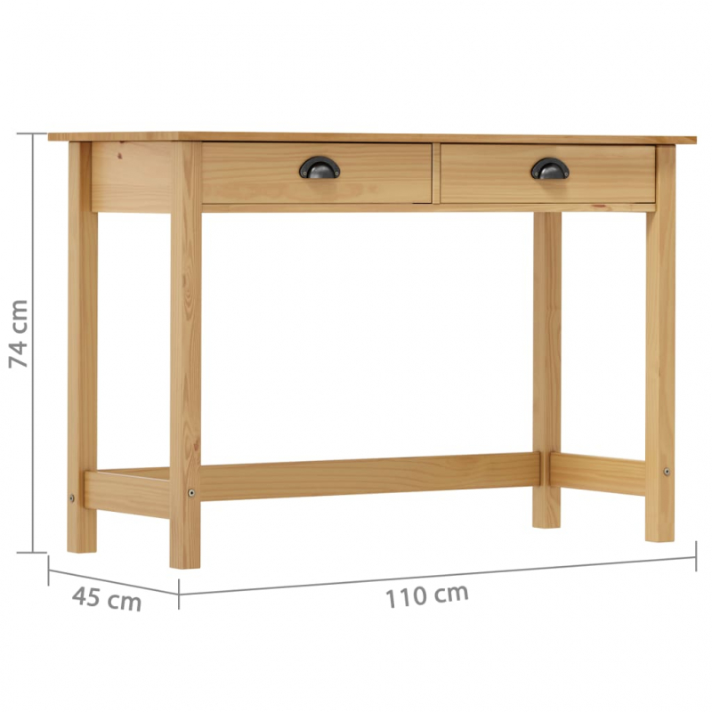 Konsolentisch Hill mit 2 Schubladen 110×45×74 cm Kiefernholz