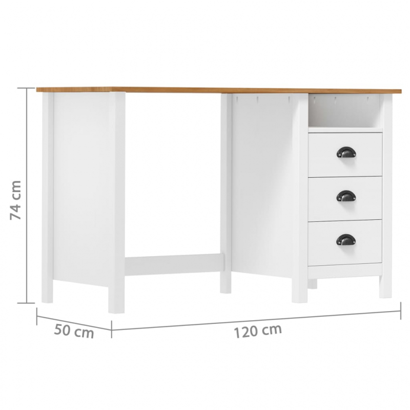 Schreibtisch Hill mit 3 Schubladen 120x50x74 cm Kiefernholz