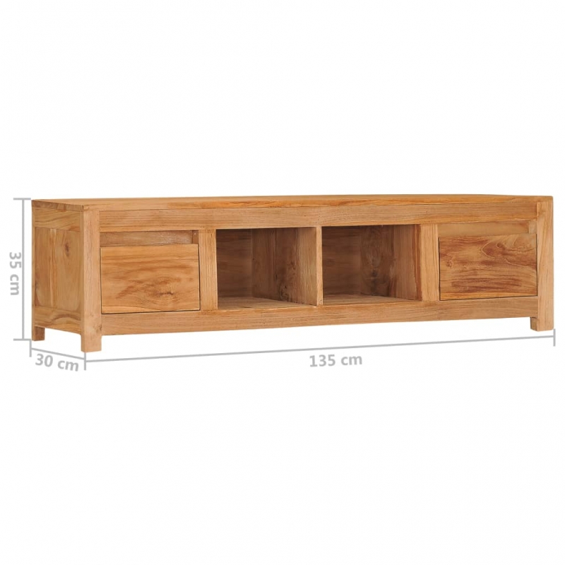 TV-Schrank 135x30x35 cm Massivholz Teak