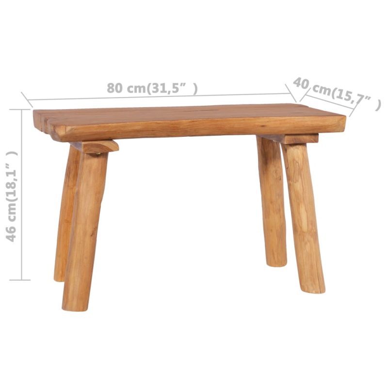 Gartenbank 80 cm Massivholz Teak