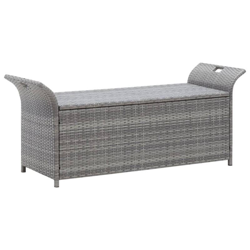 Sitzbank mit Stauraum und Kissen Grau 138 cm Poly Rattan